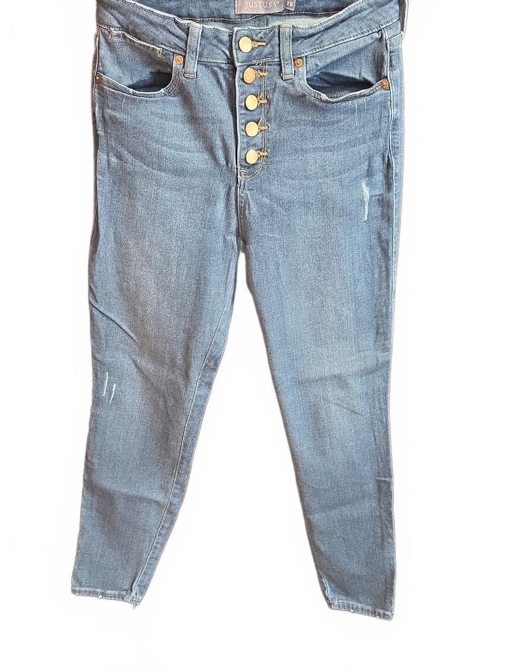 Just USA Skinny Button-Fly Jeans in Light Blue Wash Size 29 (Size 8)